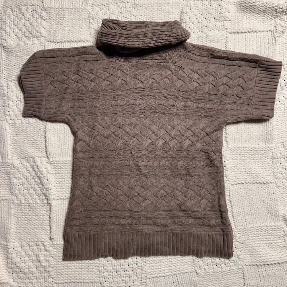 Sonoma Light Brown Short Sleeve Turtleneck Sweater